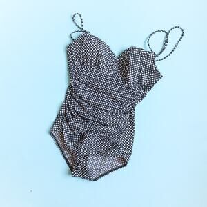 Magic Suit Black Polka Dot One Piece Swimsuit Size 10 Slimming Retro Padded Bra